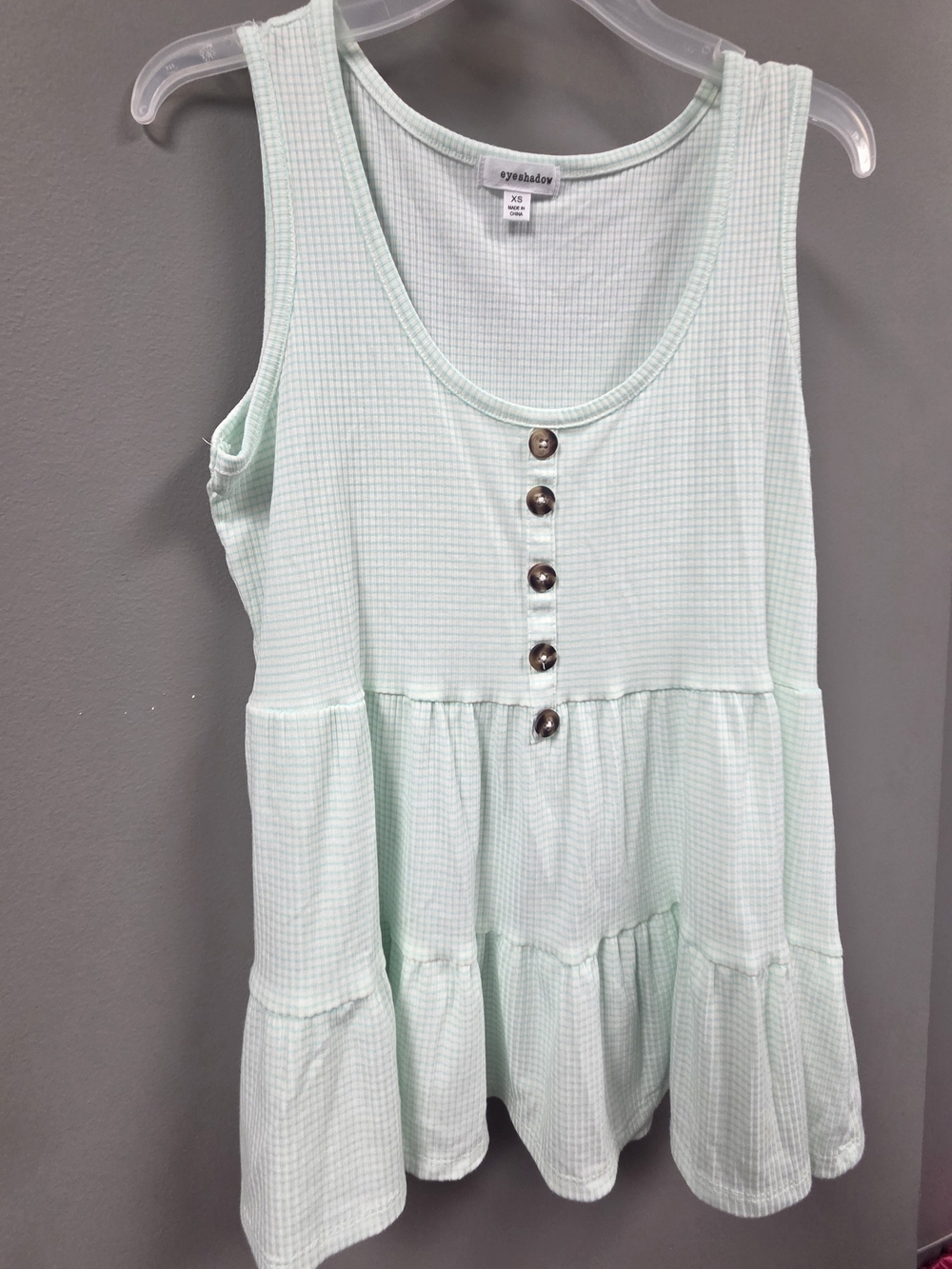Eyeshadow Mint Green Tiered Button Tank Top